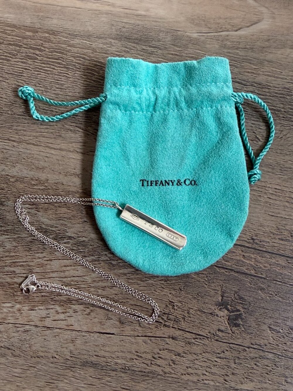 TIFFANY and CO 1837 Sterling Silver 925 18" Bar Pendant Necklace Vintage - Picture 2 of 13